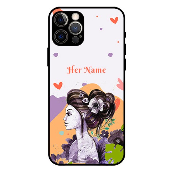 iPhone 12 Pro Personalized Glass Phone Case - Woman And Nature Design iPhone 12 Pro Personalized Glass Phone Case - Woman And Nature Design