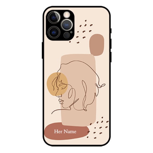 iPhone 12 Pro Photo Printing on Glass Case - Calm Woman line art Design iPhone 12 Pro Photo Printing on Glass Case - Calm Woman line art Design