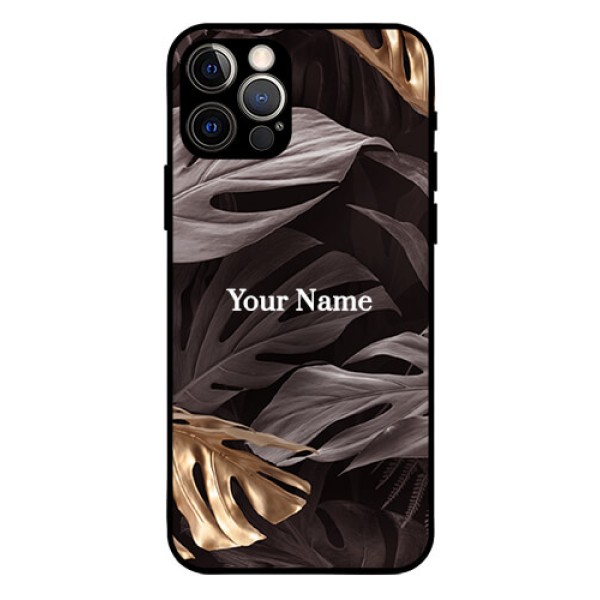 iPhone 12 Pro Personalised Glass Phone Case - Wild Leaves digital paint Design iPhone 12 Pro Personalised Glass Phone Case - Wild Leaves digital paint Design