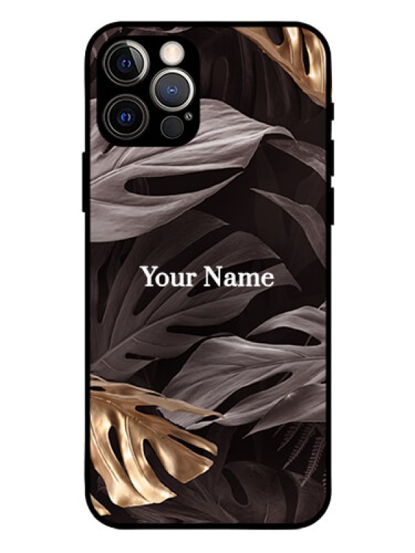 Custom iPhone 12 Pro Personalised Glass Phone Case - Wild Leaves digital paint Design