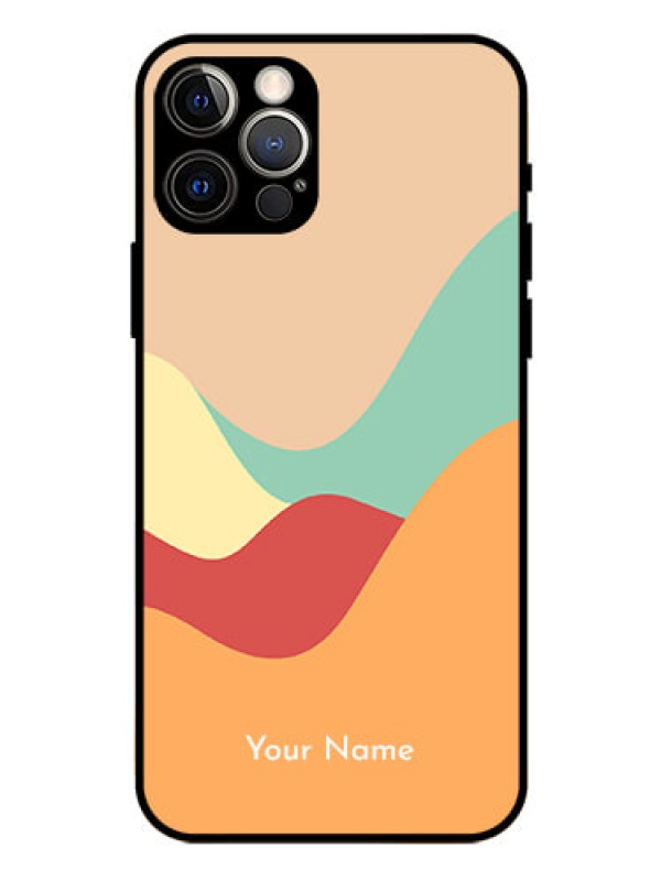 Custom iPhone 12 Pro Personalized Glass Phone Case - Ocean Waves Multi-colour Design