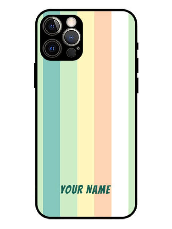 Custom iPhone 12 Pro Photo Printing on Glass Case - Multi-colour Stripes Design