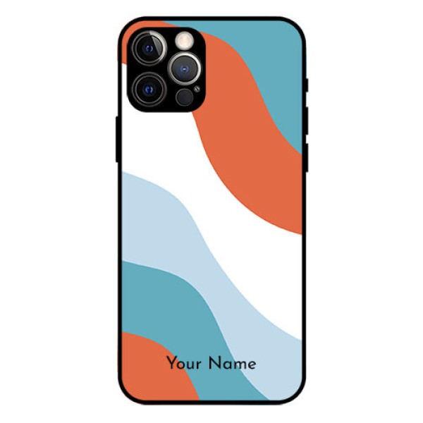 iPhone 12 Pro Custom Glass Mobile Case - coloured Waves Design