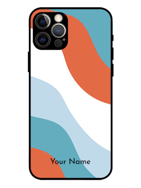 Custom iPhone 12 Pro Custom Glass Mobile Case - coloured Waves Design