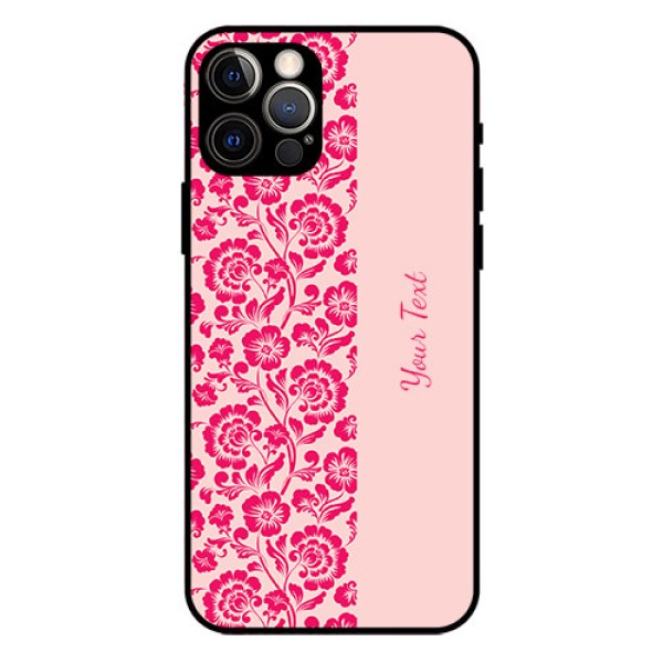 iPhone 12 Pro Custom Glass Phone Case - Attractive Floral Pattern Design