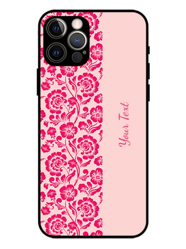 Custom iPhone 12 Pro Custom Glass Phone Case - Attractive Floral Pattern Design