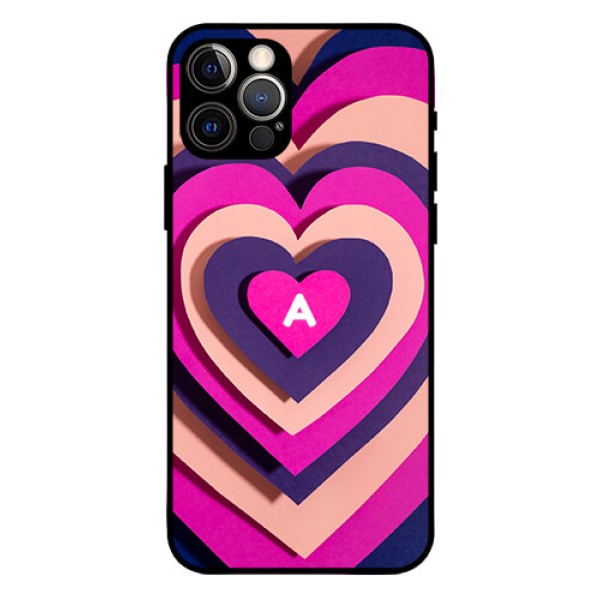 iPhone 12 Pro Custom Glass Mobile Case - Cute Heart Pattern Design