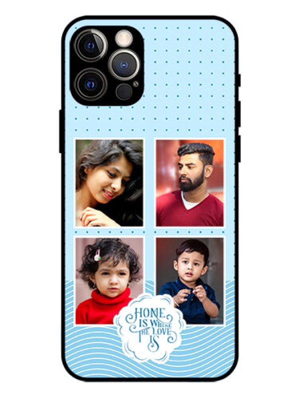 Custom iPhone 12 Pro Custom Glass Phone Case - Cute love quote with 4 pic upload Design