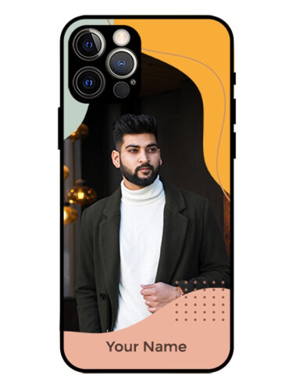 Custom iPhone 12 Pro Personalized Glass Phone Case - Tri-coloured overlay design