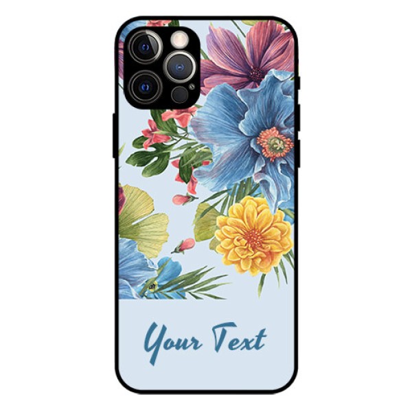 iPhone 12 Pro Custom Glass Mobile Case - Stunning Watercolored Flowers Painting Design iPhone 12 Pro Custom Glass Mobile Case - Stunning Watercolored Flowers Painting Design
