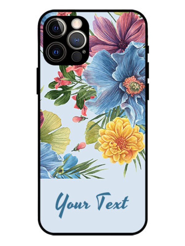 Custom iPhone 12 Pro Custom Glass Mobile Case - Stunning Watercolored Flowers Painting Design