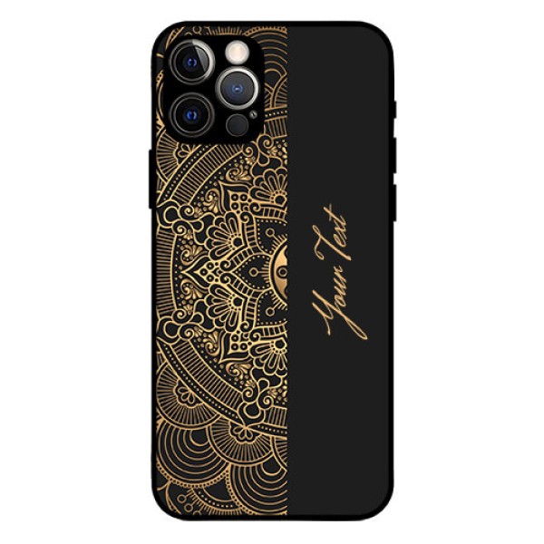iPhone 12 Pro Photo Printing on Glass Case - Mandala art with custom text Design iPhone 12 Pro Photo Printing on Glass Case - Mandala art with custom text Design