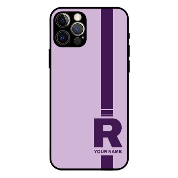 iPhone 12 Pro Photo Printing on Glass Case - Simple dual tone stripe with name Design iPhone 12 Pro Photo Printing on Glass Case - Simple dual tone stripe with name Design