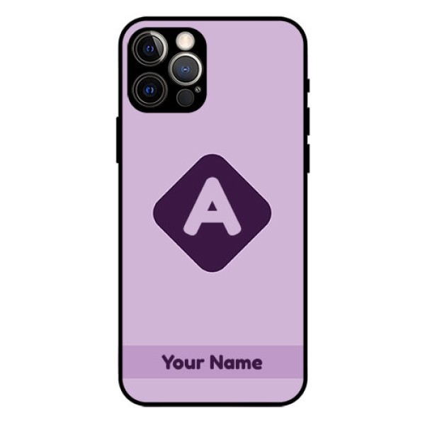 iPhone 12 Pro Custom Glass Mobile Case - Custom Letter in curved badge Design