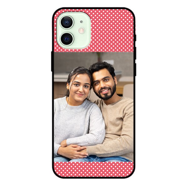 Iphone 12 Custom Glass Phone Case - White Dotted Design Iphone 12 Custom Glass Phone Case - White Dotted Design