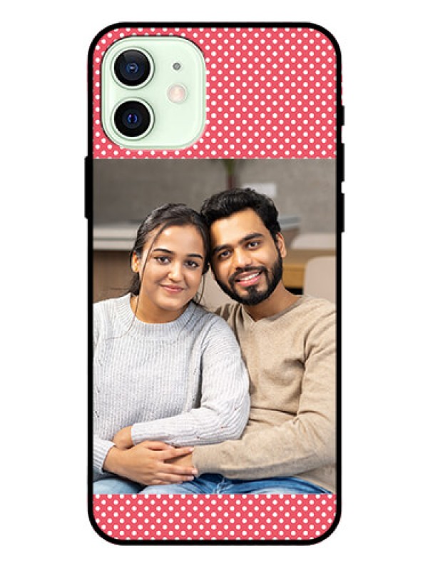Custom Iphone 12 Custom Glass Phone Case  - White Dotted Design