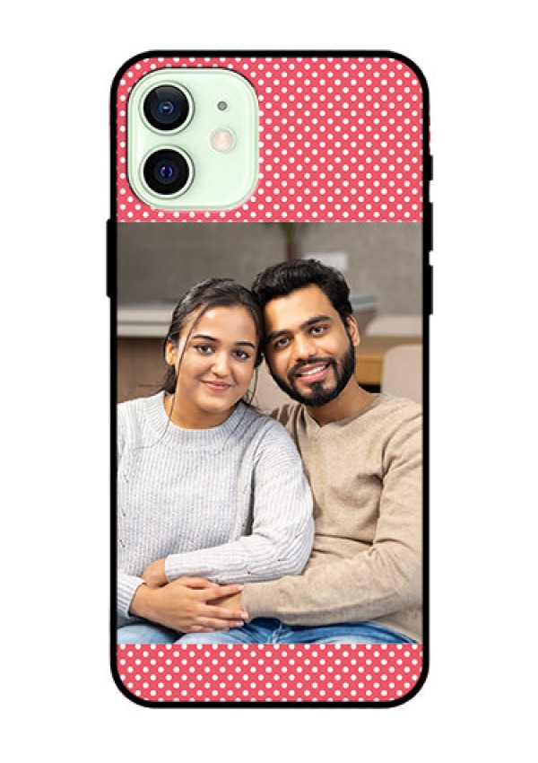 Iphone 12 Custom Glass Phone Case  - White Dotted Design