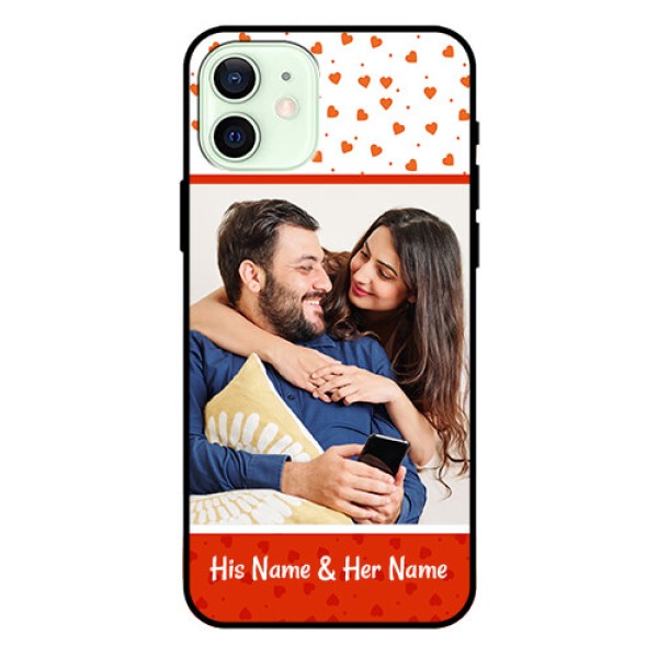 Iphone 12 Custom Glass Phone Case  - Orange Love Symbol Design