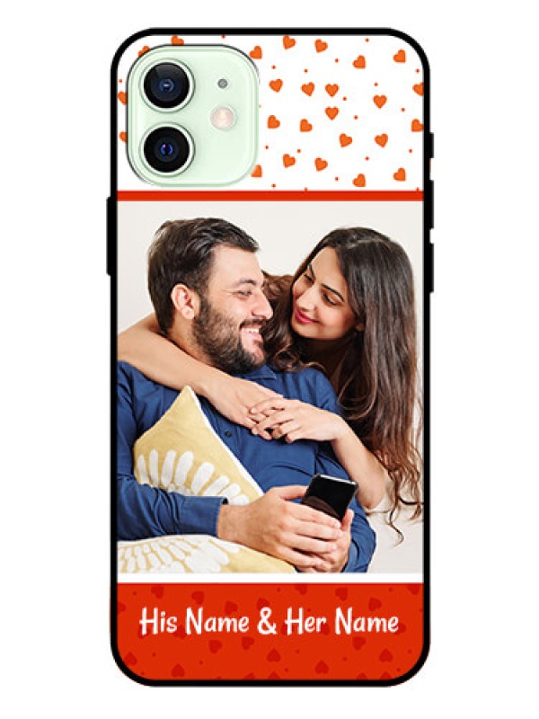 Custom Iphone 12 Custom Glass Phone Case  - Orange Love Symbol Design