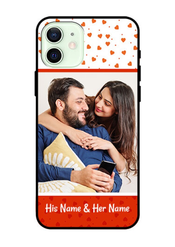 Iphone 12 Custom Glass Phone Case  - Orange Love Symbol Design
