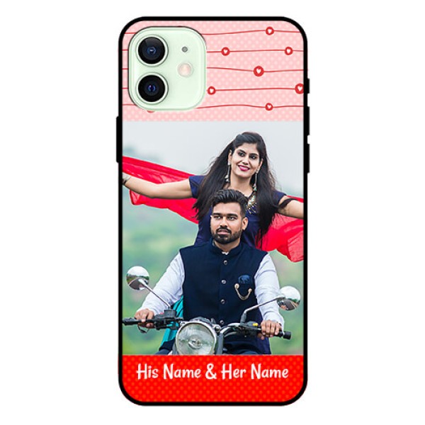 Iphone 12 Personalized Glass Phone Case  - Red Pattern Case Design