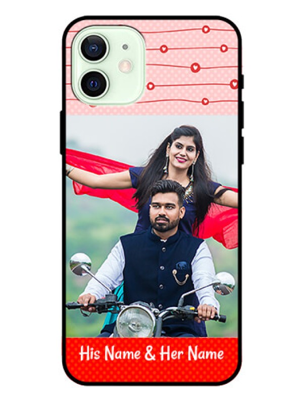 Custom Iphone 12 Personalized Glass Phone Case  - Red Pattern Case Design