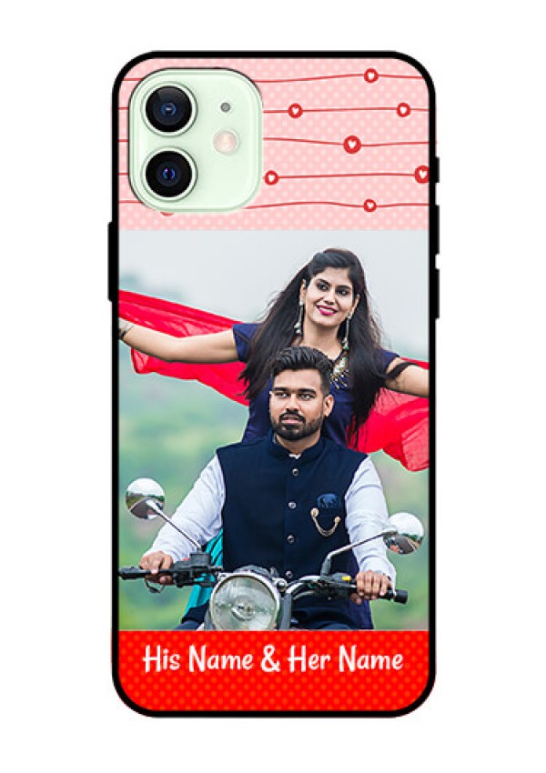 Iphone 12 Personalized Glass Phone Case  - Red Pattern Case Design