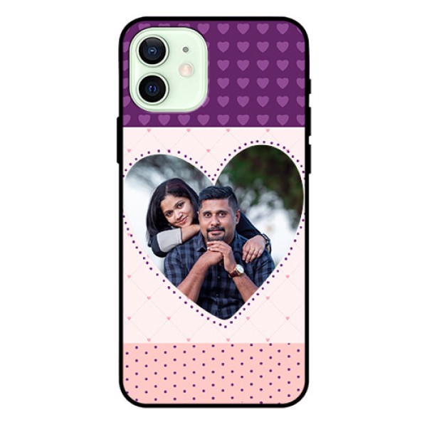 Iphone 12 Custom Glass Phone Case  - Violet Love Dots Design