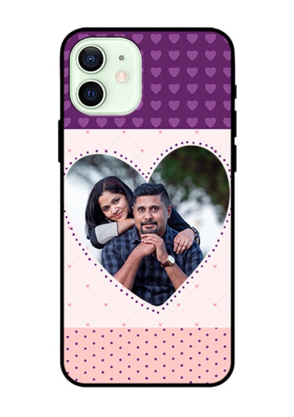 Iphone 12 Custom Glass Phone Case  - Violet Love Dots Design