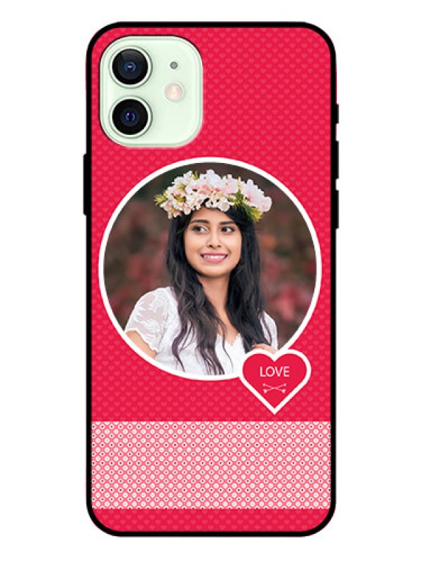 Custom Iphone 12 Personalised Glass Phone Case  - Pink Pattern Design