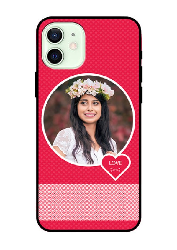 Iphone 12 Personalised Glass Phone Case  - Pink Pattern Design