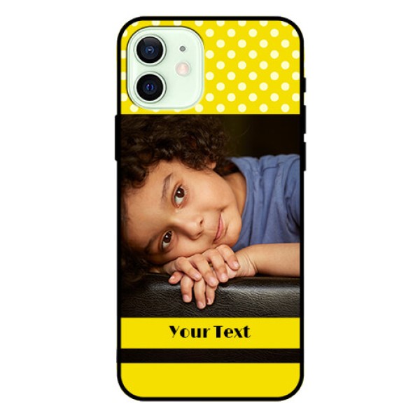 Iphone 12 Custom Glass Phone Case  - Bright Yellow Case Design