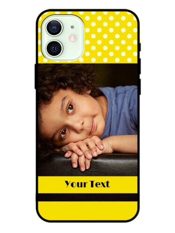 Custom Iphone 12 Custom Glass Phone Case  - Bright Yellow Case Design