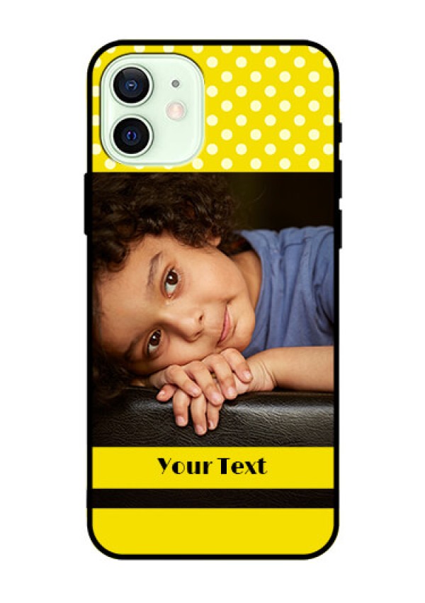 Iphone 12 Custom Glass Phone Case  - Bright Yellow Case Design