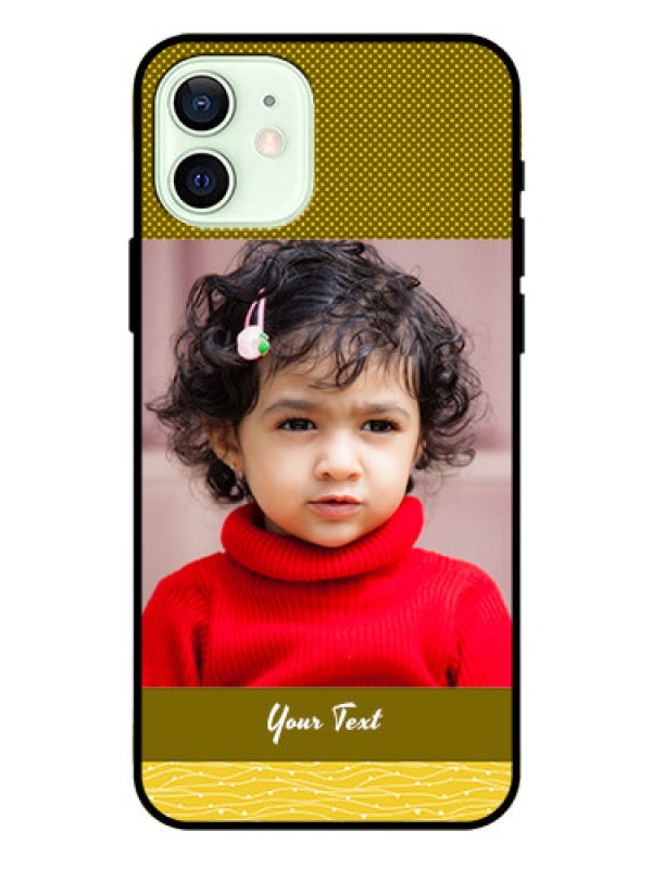 Custom Iphone 12 Custom Glass Phone Case  - Simple Green Color Design