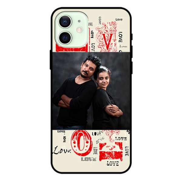 Iphone 12 Photo Printing on Glass Case  - Trendy Love Design Case