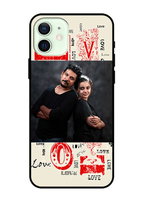 Iphone 12 Photo Printing on Glass Case  - Trendy Love Design Case