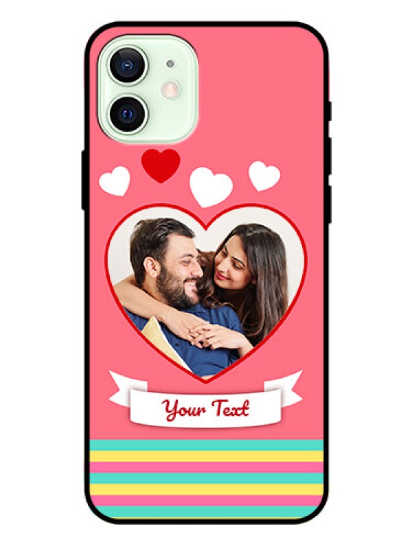 Custom Iphone 12 Photo Printing on Glass Case  - Love Doodle Design