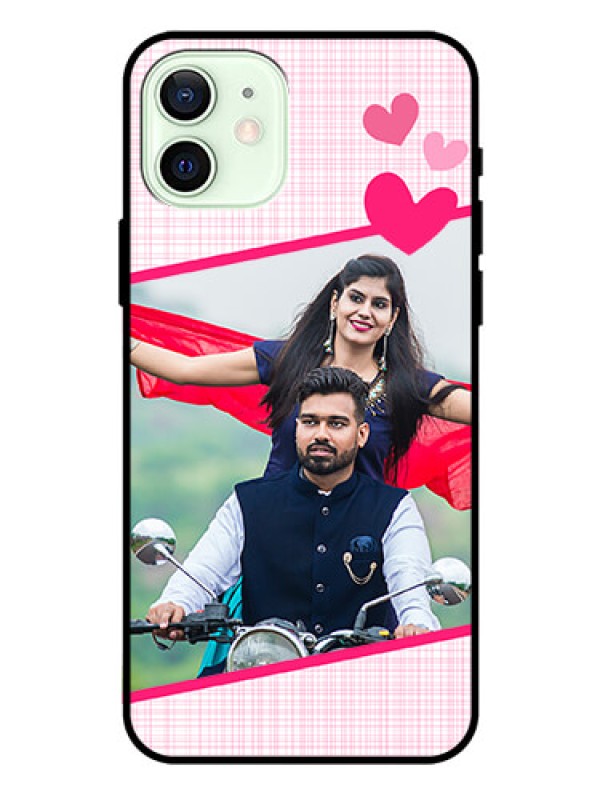 Custom Iphone 12 Custom Glass Phone Case  - Love Shape Heart Design