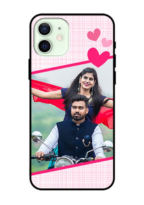 Iphone 12 Custom Glass Phone Case  - Love Shape Heart Design