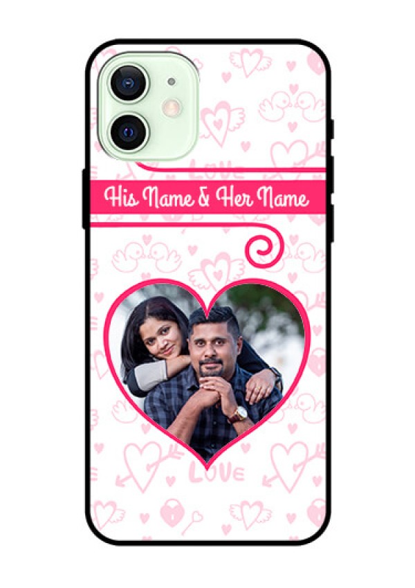 Iphone 12 Personalized Glass Phone Case  - Heart Shape Love Design