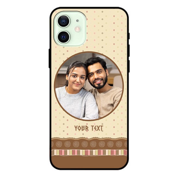 Iphone 12 Custom Glass Mobile Case  - Brown Dotted Mobile Case Design