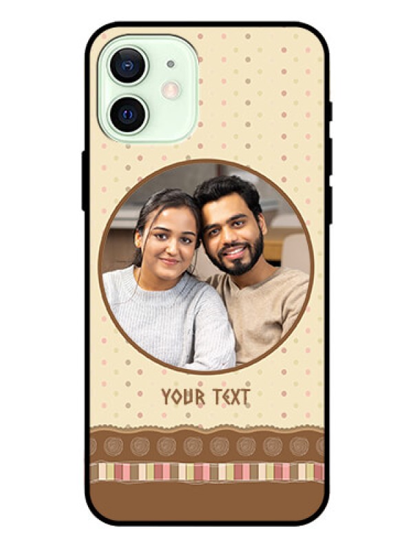 Custom Iphone 12 Custom Glass Mobile Case  - Brown Dotted Mobile Case Design