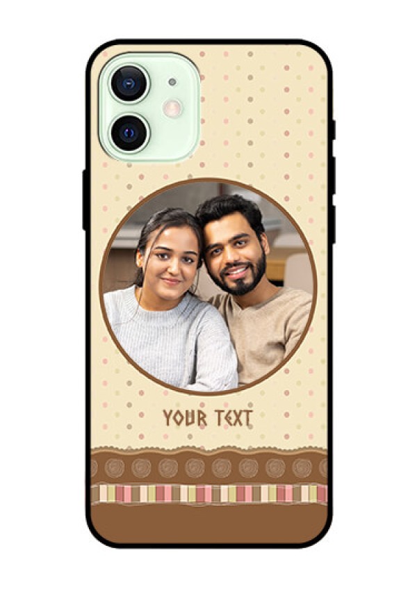 Iphone 12 Custom Glass Mobile Case  - Brown Dotted Mobile Case Design