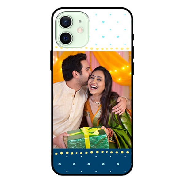 Iphone 12 Personalized Glass Phone Case - White and Blue Abstract Design Iphone 12 Personalized Glass Phone Case - White and Blue Abstract Design