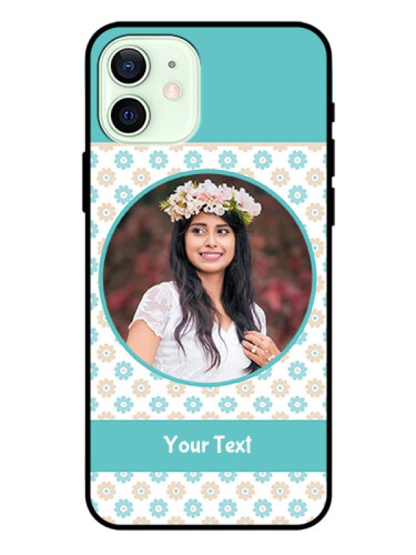 Custom Iphone 12 Custom Glass Mobile Case  - Beautiful Flowers Design