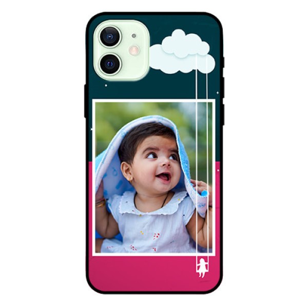 Iphone 12 Custom Glass Phone Case  - Cute Girl with Cloud Design