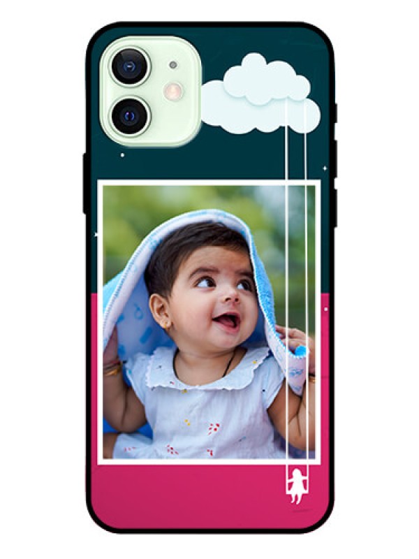 Custom Iphone 12 Custom Glass Phone Case  - Cute Girl with Cloud Design
