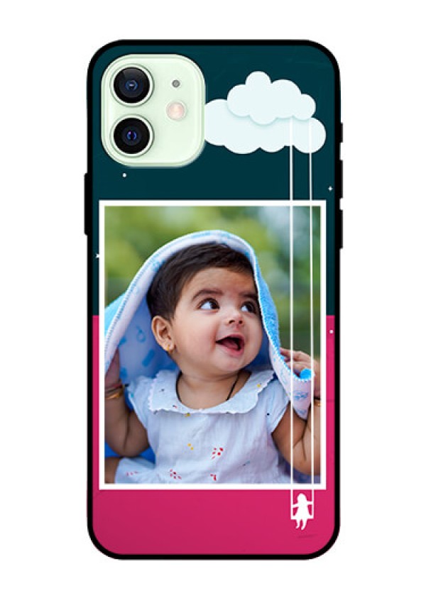 Iphone 12 Custom Glass Phone Case  - Cute Girl with Cloud Design