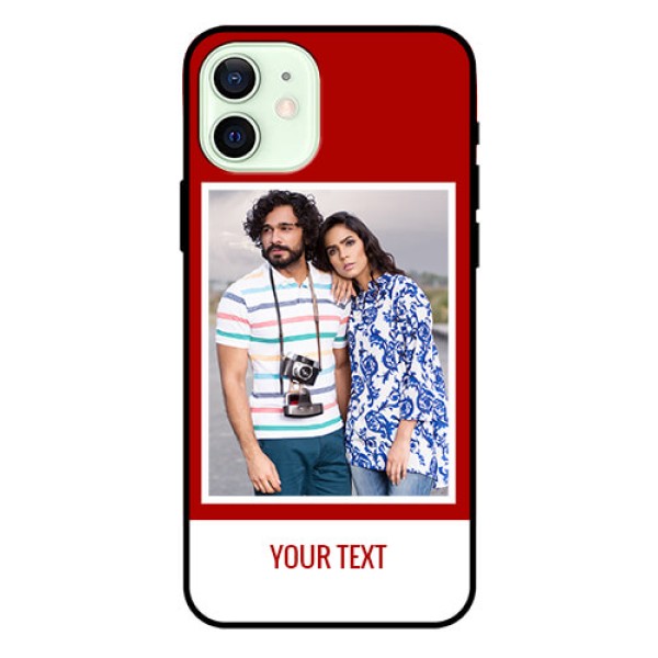 Iphone 12 Personalized Glass Phone Case - Simple Red Color Design Iphone 12 Personalized Glass Phone Case - Simple Red Color Design